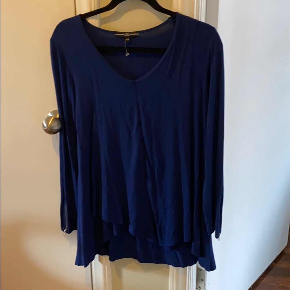 Blue Top with Zipper Detail!